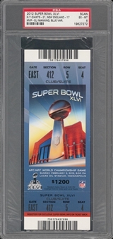 2012 Super Bowl XLVI Full Ticket, Blue Variation - PSA EX-MT 6